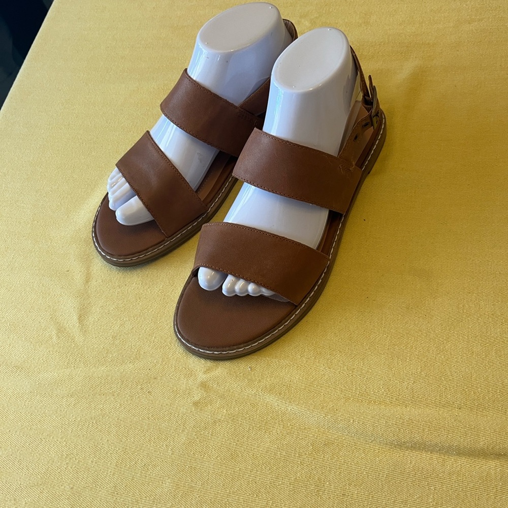 Lucky Brand Brown Leather Double-Strap Sandals size 8.5